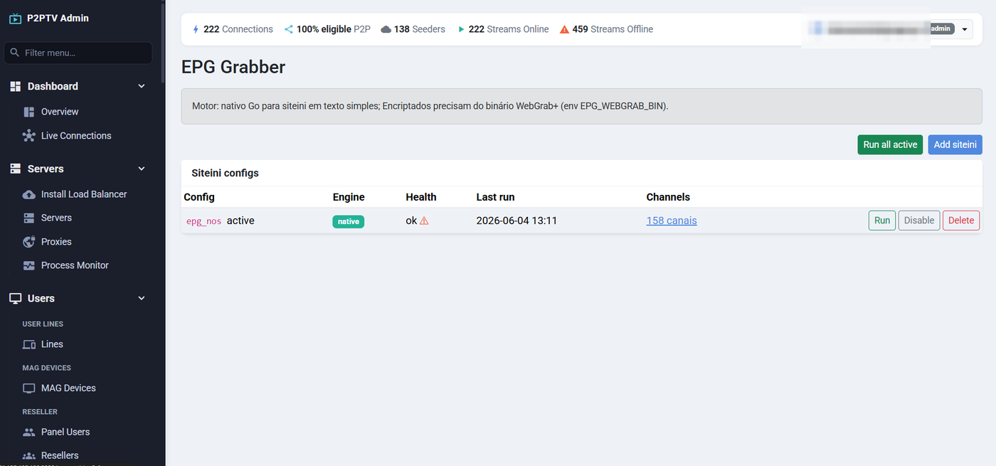 Grabber de EPG nativo e WebGrab+